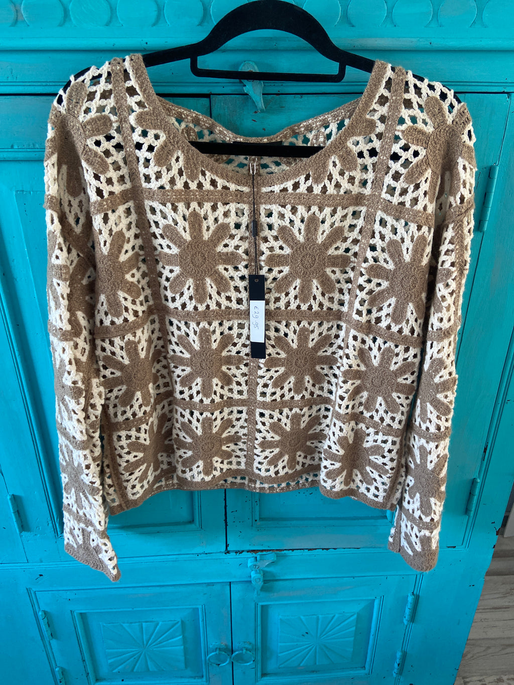 Top gehaakt zand/wit