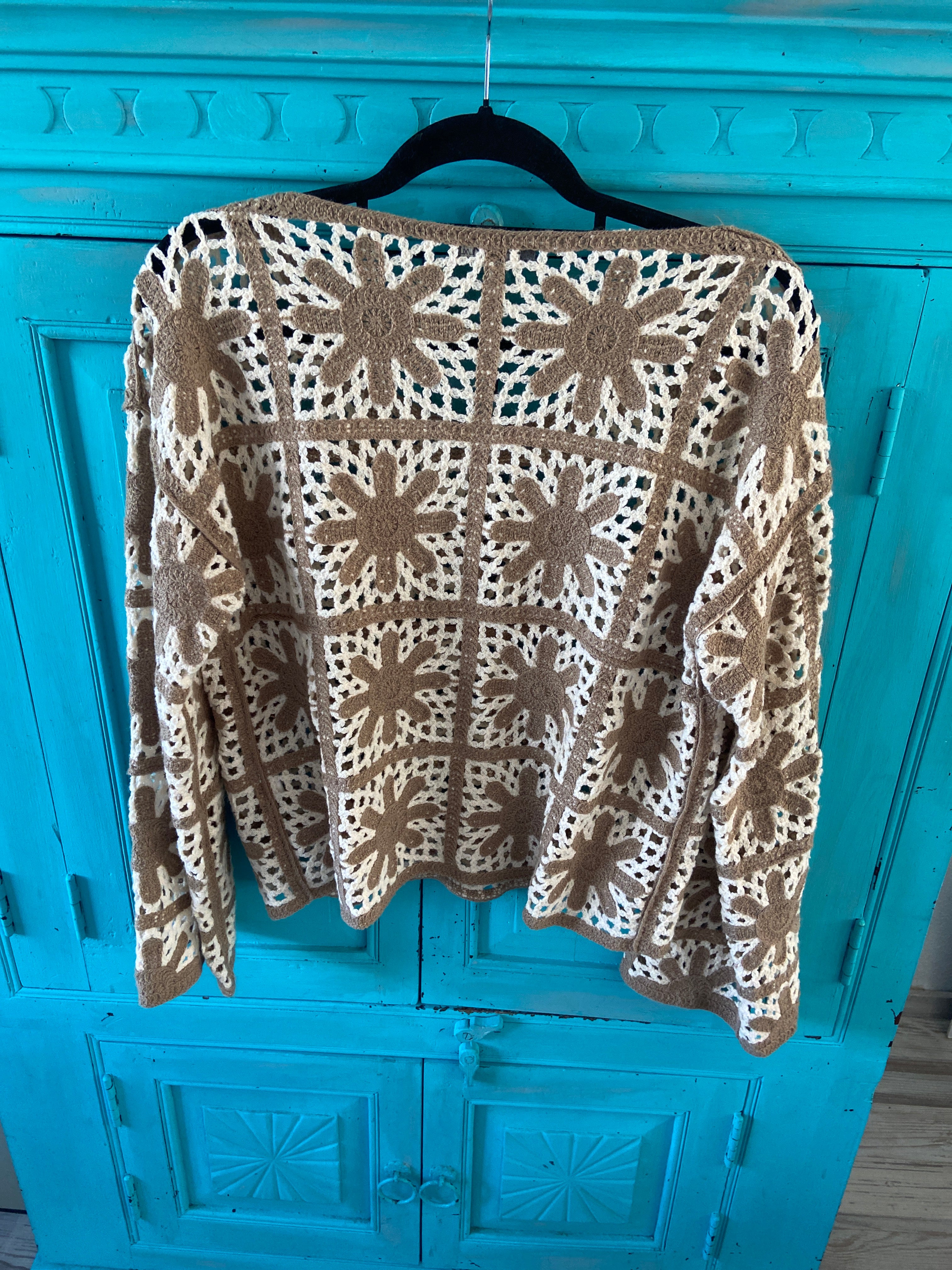 Top gehaakt zand/wit